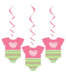 Baby Shower 'Polka Dots Pink' Onesie Hanging Decorations (3pc)