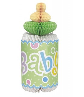 Baby Shower 'Polka Dots Green' Bottle Shaped Honeycomb Decoration (1ct)