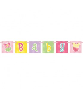 Baby Shower 'Polka Dots Pink' Ribbon Banner (1ct)