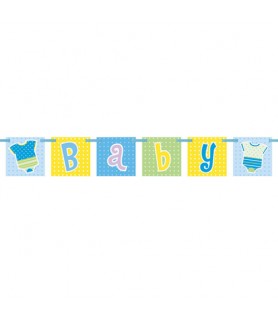 Baby Shower 'Polka Dots Blue' Ribbon Banner (1ct)