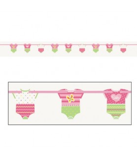 Baby Shower 'Polka Dots Pink' Onesie Cutout Banner (1ct)