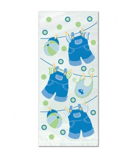 Baby Shower 'Clothesline Blue' Cello Favor Bags w/ Twist Ties (20ct)