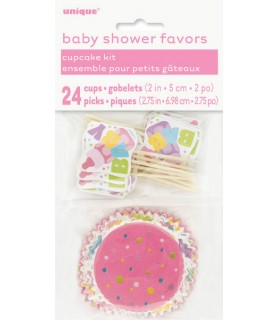 Baby Shower 'Polka Dots Pink' Cupcake Kit for 24 (48pc)