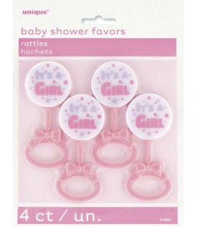 Baby Shower 'It's a Girl' Rattles / Favors (4ct)
