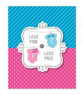 Baby Shower Gender Reveal 'Little Man or Little Miss' Invitations w/ Envelopes (8ct)
