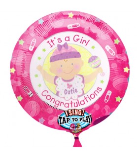 Baby Shower 'It's a Girl' Sing-a-Tune Supershape Foil Mylar Balloon (1ct)