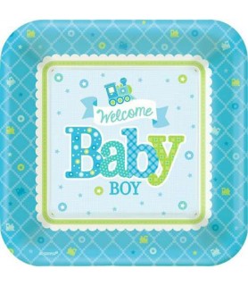 Baby Shower 'Welcome Little One Boy' Small Paper Plates (8ct)