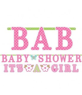 Baby Shower 'Welcome Little One Girl' Jumbo Letter Banner w/ Mini Banner (1ct)