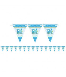 Baby Shower 'Welcome Little One Boy' Paper Flag Banner (1ct)