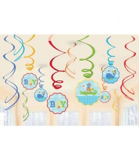 Baby Shower 'Ahoy Baby'  Hanging Swirl Decorations (12pc)