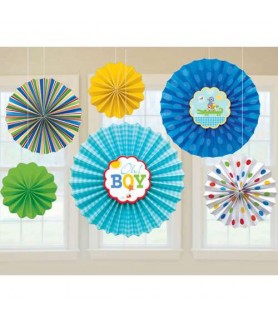 Baby Shower 'Ahoy Baby'  Paper Fan Decorations (6pc)