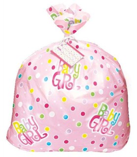 Baby Shower 'Polka Dots Pink' Jumbo Plastic Gift Bag (1ct)