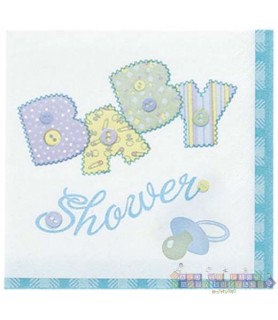 Baby Shower 'Blue Stitching' Small Napkins (16ct)
