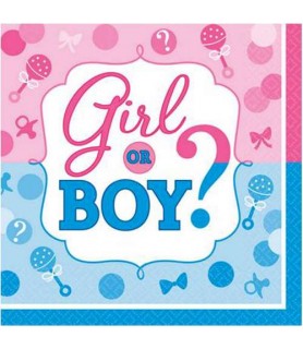 Baby Shower Gender Reveal 'Girl or Boy' Small Napkins (16ct)