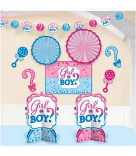Baby Shower Gender Reveal 'Girl or Boy' Room Decorating Kit (10pc)