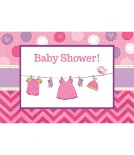 Baby Shower 'Shower with Love' Girl Invitation Set w/ Envelopes (8ct)
