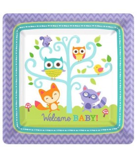 Baby Shower 'Woodland Welcome' Large Paper Plates (8ct)