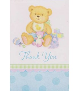 Precious Bear Blue Thank You Notes w/ Envelopes (8ct)