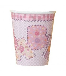 Baby Pink Stitching 9oz Paper Cups (8ct)
