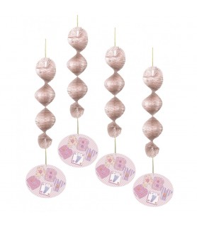 Baby Pink Stitching Hanging Swirl Decorations (4pc)