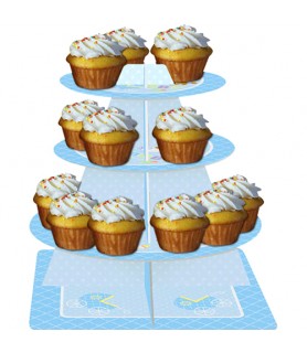 Baby Shower 'Teddy Baby Blue' 3-Tiered Cupcake Stand (1ct)