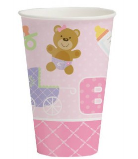 Baby Shower 'Teddy Baby Pink' 12oz Paper Cups (8ct)