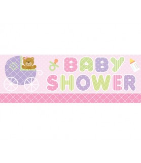 Baby Shower 'Teddy Baby Pink' Banner (1ct)
