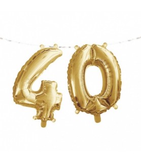Gold 40th Birthday Air-Filled Foil Mylar Balloon Banner (2pc)