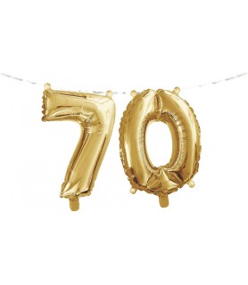 Gold 70th Birthday Air-Filled Foil Mylar Balloon Banner (2pc)