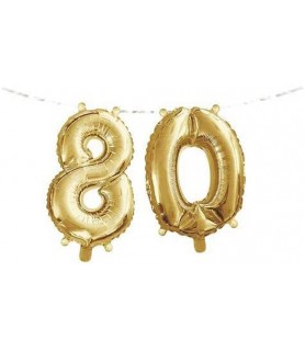Gold 80th Birthday Air-Filled Foil Mylar Balloon Banner (2pc)