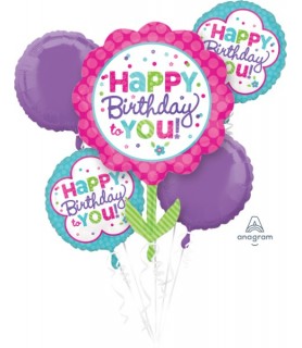 Floral Birthday SuperShape Mylar Balloon Bouquet (5pc)