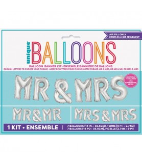 Silver Customizable 'Mr & Mrs' Foil Letter Balloon Banner Kit (1ct)