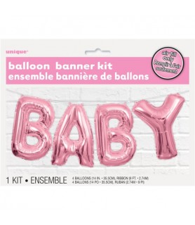 Pink 'Baby' Foil Letter Balloon Banner Kit (1ct)