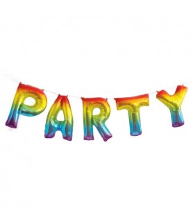 Rainbow Party Foil Letter Balloon Banner Kit (1ct)