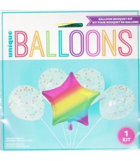 Rainbow Star Foil Mylar Balloon Bouquet Kit (5pc)