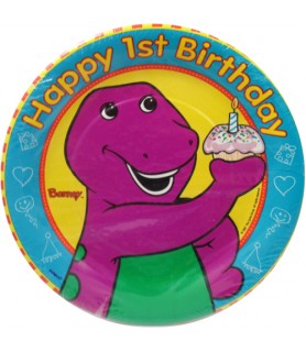 Barney Vintage 1st Birthday Small Paper Plates (8ct)