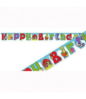 Barnyard Bash Farm Animals Jointed Birthday Banner w/ 1st, 2nd, 3rd Stickers (1ct)