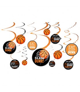 Basketball 'Nothin' But Net' Hanging Swirl Decorations (12ct)