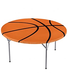 Basketball Round Plastic Table Cover w/ Elastic Edge (1ct)