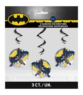 Batman 'Party' Hanging Swirl Decorations (3pc)
