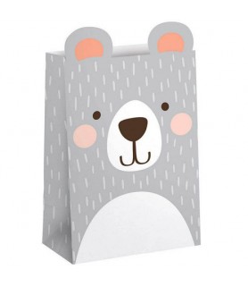 1st Birthday 'Bear' Shaped Paper Favor Bags (8ct)