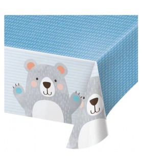 1st Birthday 'Bear' Plastic Table Cover (1ct)