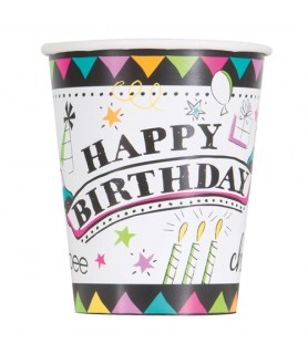 Happy Birthday 'Doodle Birthday' 9oz Paper Cups (8ct)