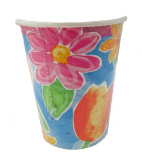 Floral Blooms Happy Birthday 9oz Paper Cups (8ct)