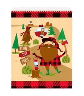 Plaid Lumberjack Happy Birthday Paper Favor Bags (8ct)