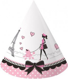 Happy Birthday 'Party in Paris' Cone Hats (8ct)