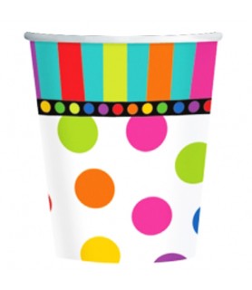 Happy Birthday 'Dots and Stripes' 9oz Paper Cups (8ct)