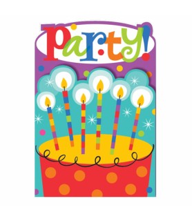 Happy Birthday 'Dots and Stripes' Invitations w/ Envelopes (8ct)