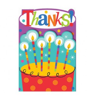 Happy Birthday 'Dots and Stripes' Thank You Notes w/ Envelopes (8ct)