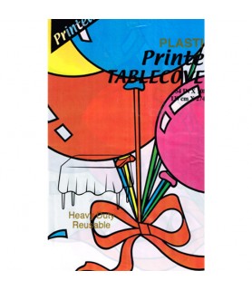 Happy Birthday Rainbow Balloons Plastic Table Cover (1ct)